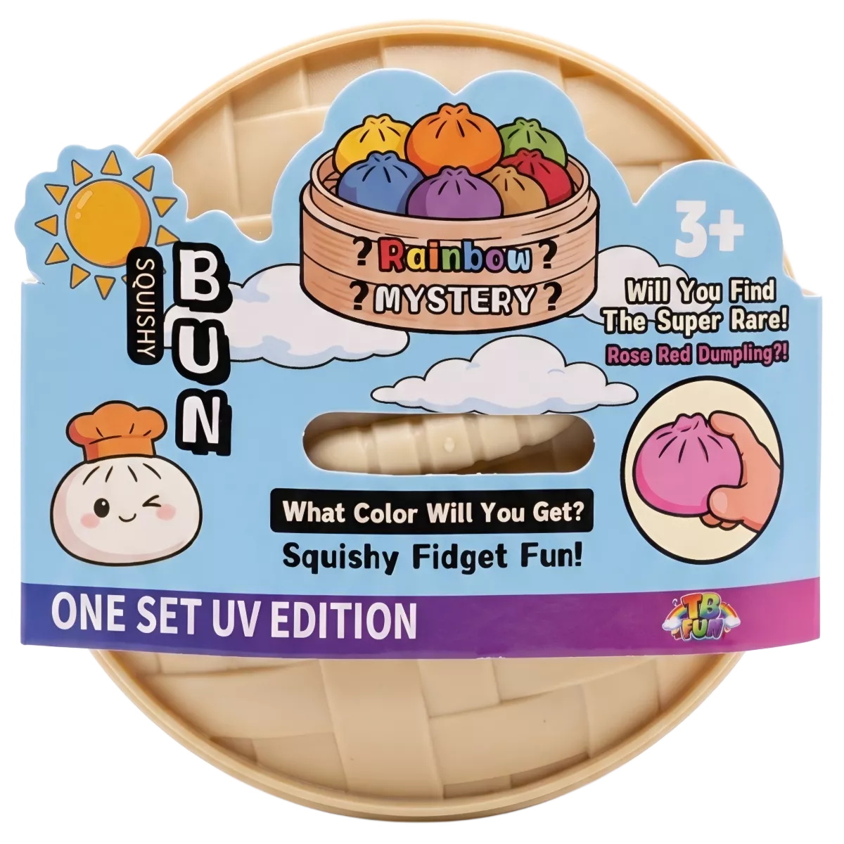 Rainbow Mystery Dumpling Bun XXL – Peluche Antiestrés De Bollo Al Vapor Con Cara Misteriosa, Juguete Sensorial De 10 Cm